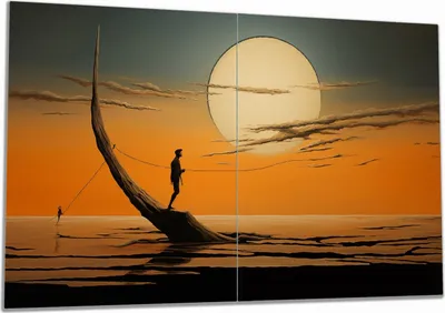 Produktbild von Wallario Herdabdeckplatte aus Glas, Größe 80 x 52 cm 2-teilig, Motiv Einsam im Sonneruntergang