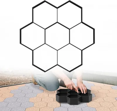 Produktbild von YUENFONG 2x Gehweg Form DIY Pflasterform 7 Kammern, Betonformen 29x28x4 cm, Garten Schablone Gehwegplatten Pflastersteine streichen, Tye E