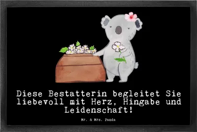 Produktbild von Mr. & Mrs. Panda Fussmatte Bestatterin Herz 40 x 60 cm - Schwarz - Geschenk, Gummimatte, Schmutzfangmatte, fußmatte, Schmutzmatte, Bodenvorleger