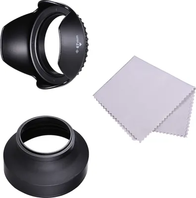 Obrázek produktu pro 67 mm sada krytu objektivu s tulipánovým květem + skládací gumová clona + hadřík na čištění objektivu Náhrada pro Canon EOS 7D 70D 77D 80D 90D Rebel T7i T6i T6s pro Canon EF-S 18-135 mm f: 3,5-5,6