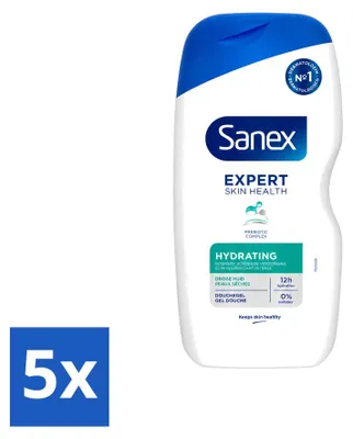 Zdjęcie produktu dla 5 sztuk żelu pod prysznic Sanex Expert Skin Health, nawilżający, pojemność 400 ml - zestaw ekonomiczny