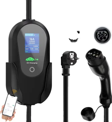 Obrázek produktu pro Přenosná nabíječka pro elektromobily, výkon 3,6 kW, nastavitelný proud, délka 5 metrů, typ 2 5M s aplikací