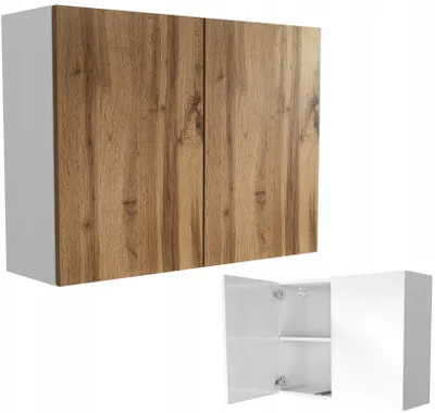 Zdjęcie produktu dla wisząca szafka łazienkowa 80 biała dąb wotan 80x60 (2x40)