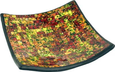 Produktbild von Eckige Mosaikschale, Untersetzer, Dekoschale, Handgearbeitete Keramik & Glas Obst Schale - Design 8, Mehrfarbig, Keramik,Glas, Größe: Groß (30*30 cm)