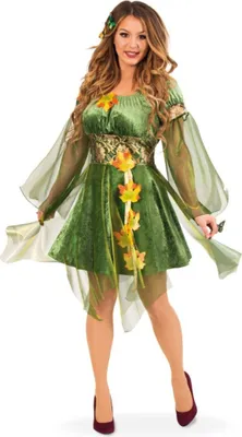 Waldelfe Kostüm Herbstfee für Damen Gr. 38- 44 Kleid grün Elfe Fantasy Märchen Fee Fasching Karneval Mottoparty