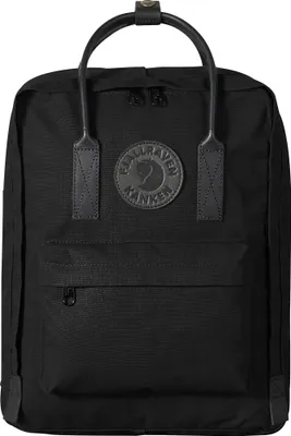 A black Fjällräven Kånken backpack is shown from the front against a white background.
