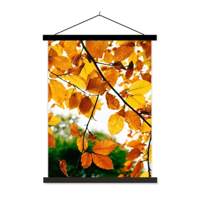 Produktbild von MuchoWow® Textilposter Herbstblätter - Baum - Rustikal 120x160 cm mit schwarzem Rahmen - Magnetischer