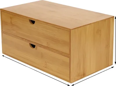 Image de Organisateur de bureau, en bambou, avec 2 tiroirs, en bois