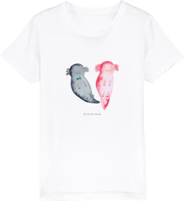 Produktbild von Mr. & Mrs. Panda Kleinkinder T-Shirt Axolotl Freundin 9-11 Jahre (134/146) - Weiß - Geschenk, Kindershirt, Valentinstag, Kinder Öko, Lurch, Baumwollshirt, Teenager