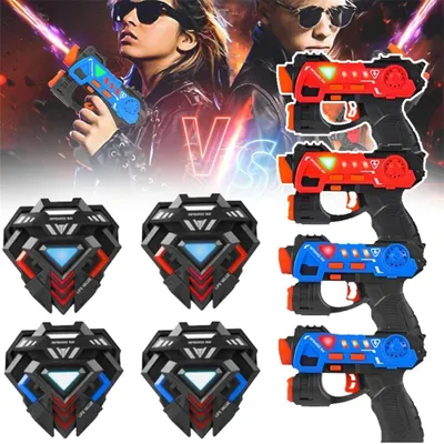 Image de lot de 4 pistolets Laser Tag Laser Tag Guns Set Infrarouge Mini avec insignes 4 Pack 4 joueurs Indoor Outdoor Groupe Activité Fun Jouet Multijoueur