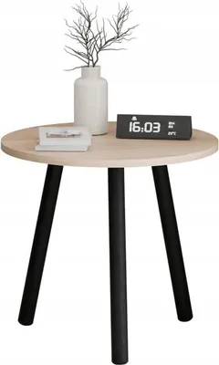 Zdjęcie produktu dla Kawowy Okrągły Stolik Ława Loft Industrial Salon 55 cm