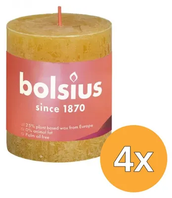 Productafbeelding van 4x Bolsius Rustiekkaars Shine 80/68 Honeycomb Yellow (1 stuk)