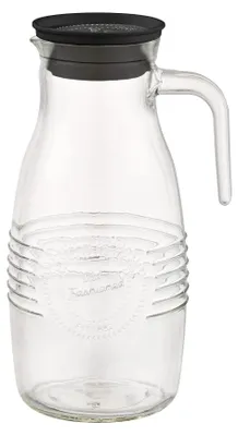 Glaskaraffe 1,8 L Ø 12 cm H 26 cm mit Silikondeckel und Sieb