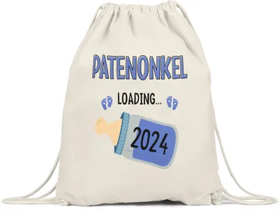 Produktbild von Patenonkel Loading 2024 Turnbeutel Gymsack Geschenk Werdende Patenonkel Babynews mit Ladebalken Schwangerschaft Geschenkidee