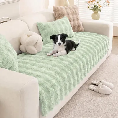 Plüsch-Bankauflage für Ecksofa, Grün, 90 x 210 cm