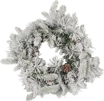 Image de Couronne de Noël avec éclairage LED et effet première neige