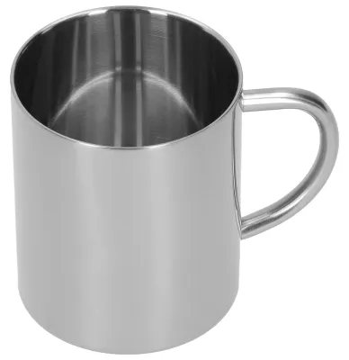 Produktbild von Edelstahlbecher, doppelwandig, hitzebeständig, mit Henkel, 400 ml (Silber)