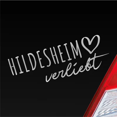 Produktbild von Auto Aufkleber Hildesheim verliebt Herz Stadt Heimat Liebe Car 19x7 cm Silber Sticker Heckscheibenaufkleber