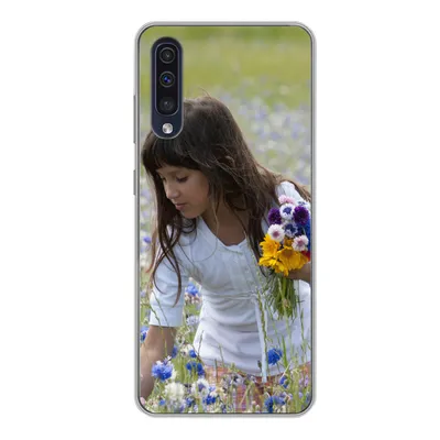 Produktbild von MuchoWow® Handyhülle Schutzhülle Hülle für Samsung Galaxy A50 Mädchen - Blumen - Wiese Silikon Softcase Handy Hülle - Mobiltelefonhülle