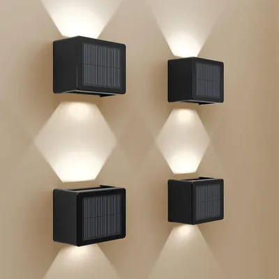Image de HOFTRONIC - Appliques murales solaires 1,2W IP65 4 LED Noir Cube Up & Down CCT