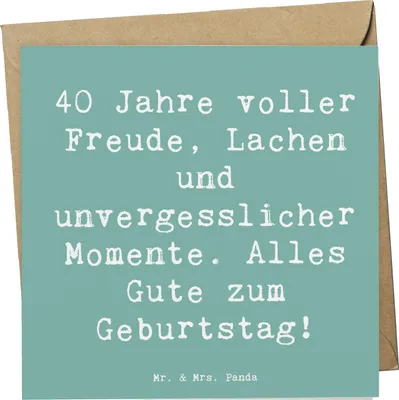 Produktbild von Mr. & Mrs. Panda Klappkarte Spruch 40. Geburtstag Freude - Meeresbrise - Geschenk, Alter, besondere Geschenke, Grußkarte, Glückwunschkarte, Meilenstein, doppelkarte