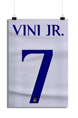 Produktbild von Vinicius Junior Poster - Fußball Poster - Real Madrid Poster - Trikot Poster - 61x91cm - Perfekt zum Einrahmen