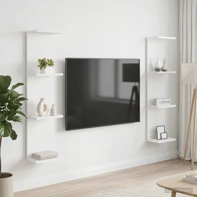 Produktbild von Möbel Wandregal 2 Stk. Weiß 25 x 15 x 100 cm Holzwerkstoff - Wandregale &58276