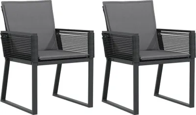 Produktbild von vidaXL Gartenstühle mit Kissen 2 Stk. Schwarz Poly Rattan
