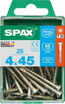 Produktbild von SPAX 4197000400452, Schraube, Edelstahl, Holz, Flachkopf, Torx, Edelstahl