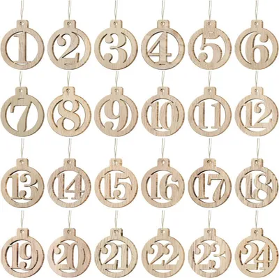 Produktbild von Adventskalender Holzanhänger Weihnachts Countdown Geschenkanhänger