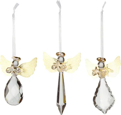 Immagine prodotto di Anhänger WINTERKOLLAGE ACCESSOIRES Glas-Engel 3 Stück HOMLA