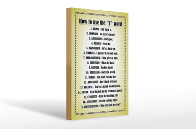 Produktbild von Holzschild Spruch 20x30cm How to use the F word