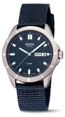 Produktbild von Boccia Uhr für Herren 3685-01 Workwatch Edition Titan, Textil, Dunkelblau