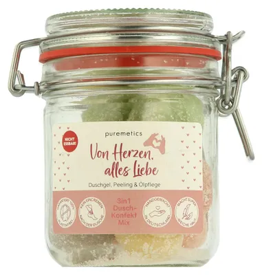 Productafbeelding van puremetics 3-in-1 doucheproduct, "Van harte, met liefde" (200 g)