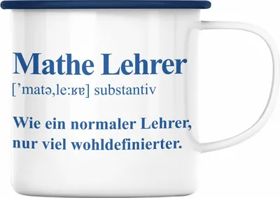 Produktbild von Trendation - Mathelehrer Emaille Tasse Mathematiker Emaille Tassen mit Spruch Lustig Emaille Emaille Tasse Geschenk Mathe Lehrer (Blau)