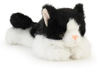 Imagen del producto de Peluche gato - Blanco y negro - 15 cm - Pequeño peluche de bolsillo