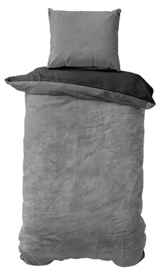 Produktbild von Müskaan 2 tlg Nicky Plüsch Wende Bettwäsche 155x220 cm grau/schwarz Cashmere Touch Winter Bettbezug Set mit Reißverschluss