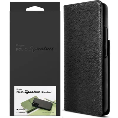 Produktbild von Ringke Lederetui für Galaxy S22+ Folio Schwarz