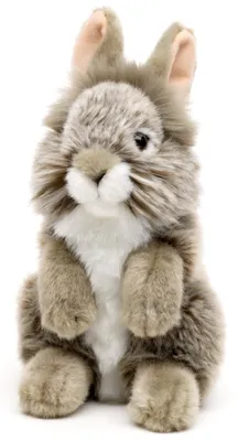 Produktbild von Uni-Toys - Angorakaninchen grau, stehend - 18 cm (Höhe) - Plüsch-Hase, Kaninchen - Plüschtier, Kuscheltier