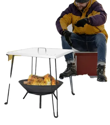 Image de Déflecteur de chaleur pour foyer, acier inoxydable, 61 x 61 x 61 cm, forme carrée, poids : 6,5 kg, design pliable