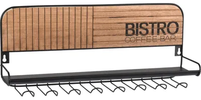 Produktbild von Halter für Gläser und Tassen mit Ablage aus schwarzem Metall