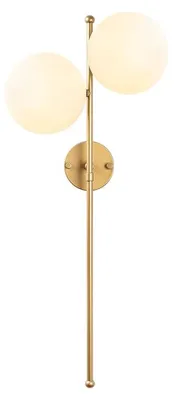 Image de Applique murale Lampe en métal doré avec verre - 32 x 27 x H 72 cm - 2 x E14 Max 40W - IP20