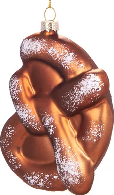 Produktbild von BRUBAKER Brezel - Handbemalte Weihnachtskugel aus Glas - Christbaumschmuck Figuren lustig Deko Anhänger Baumkugel - 13 cm