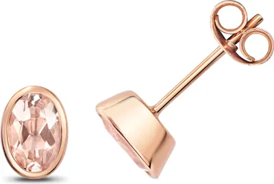 Produktbild von Funkelndes Feuer Klassische 9 Karat (375) Rotgold Damen - Paar Ohrstecker mit Morganit - 7mm*4mm; TRS35487