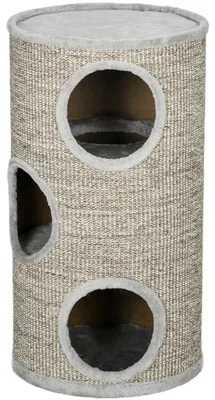 Image de PawHut, griffoir pour chat, arbre à chat avec 3 cachettes, jouet pour chat, gris clair
