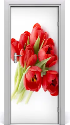 Produktbild von Tulup Türaufkleber 85x205 cm Dekorative Aufkleber Selbstklebend Wasserdichte Tapete Abnehmbar Schlafzimmer Wohnzimmer Wohnkultur - rote Tulpen