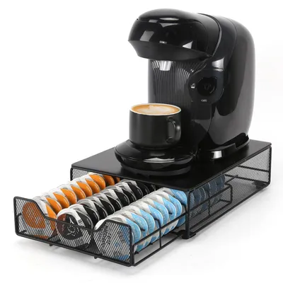 Kaffeekapselhalter mit Schublade für 48 Tassimo Kapseln, schwarz, Metall