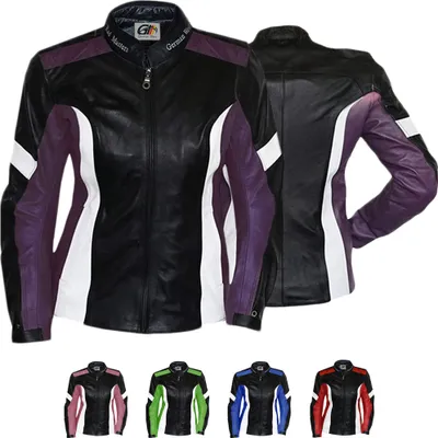 Produktbild von Damen Lederjacke Motorradjacke Kombijacke, Farbe:Lila, Größe:44/2XL