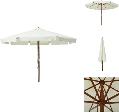 Image de vidaXL Parasol avec mât en bois 330 cm Blanc sable - Parasols & ombrelles