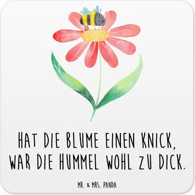 Produktbild von Mr. & Mrs. Panda Untersetzer Set Hummel Blume 10er Set - Weiß - Geschenk, Tassen, Coaster, Tassenuntersetzer, Biene, Lustige Sprüche, Tischuntersetzer, Hummeln, Feld